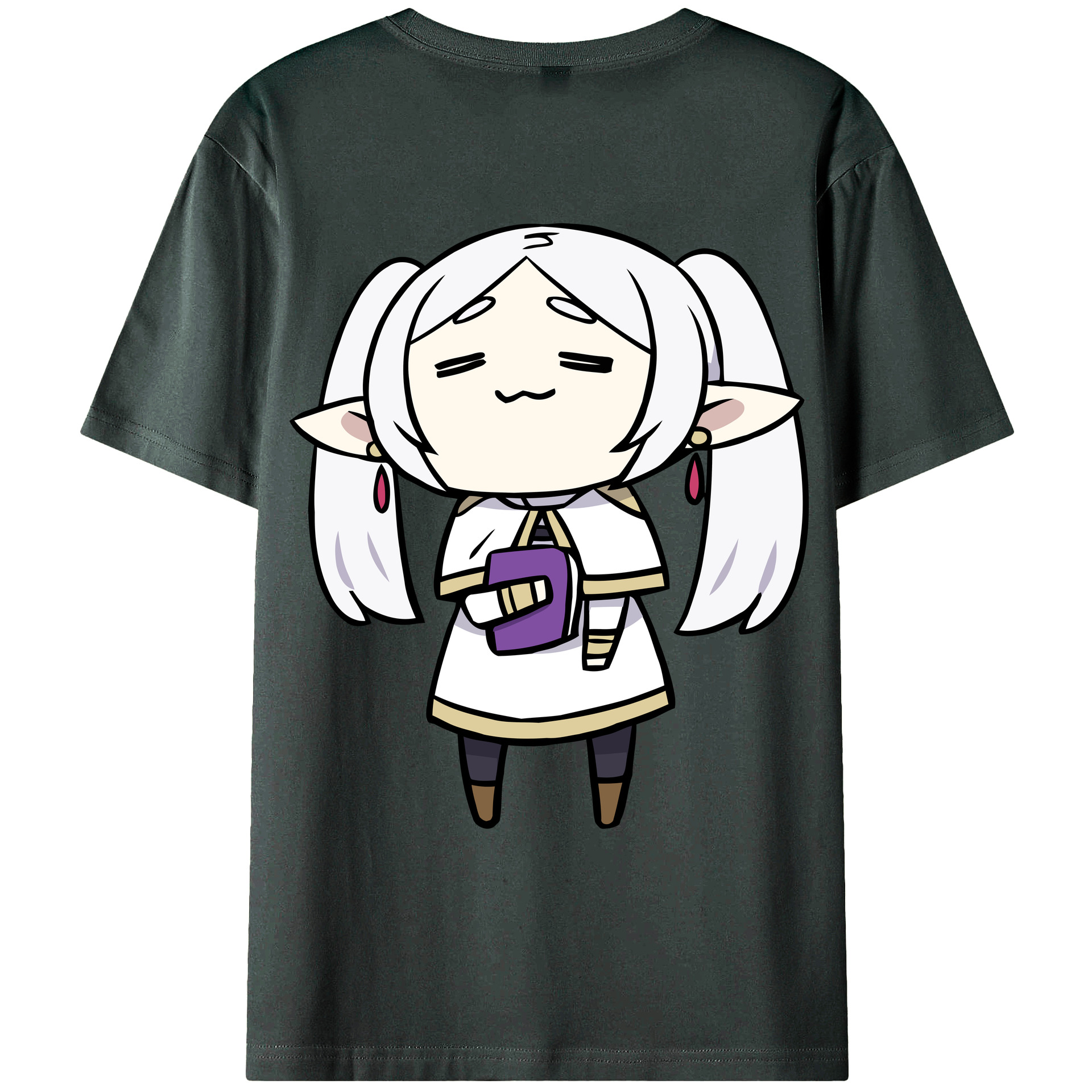 （画像用） 葬送のフリーレン Frieren 綿100％ メンズ半袖Tシャツ（バックプリント） 通気性